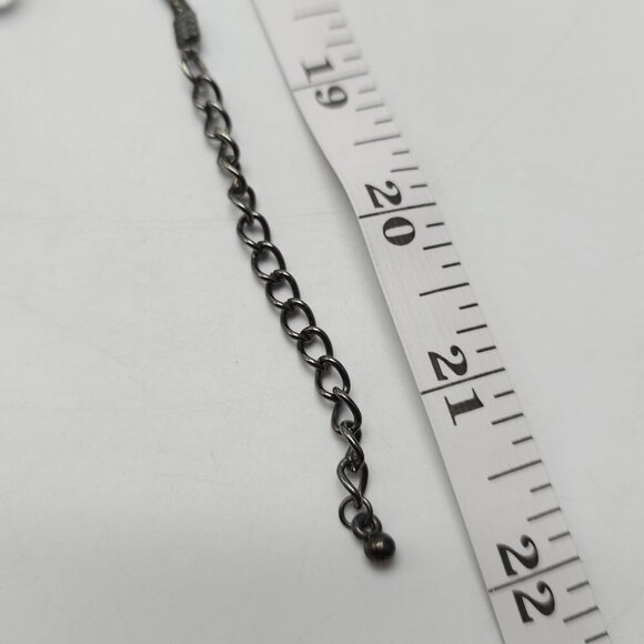 Layered Gray Silver Acrylic Faceted Teardrop Bead Necklace - Picture 4 of 4